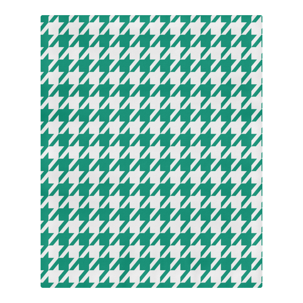 emerald green and white houndstooth classic pattern 3-Piece Bedding Set