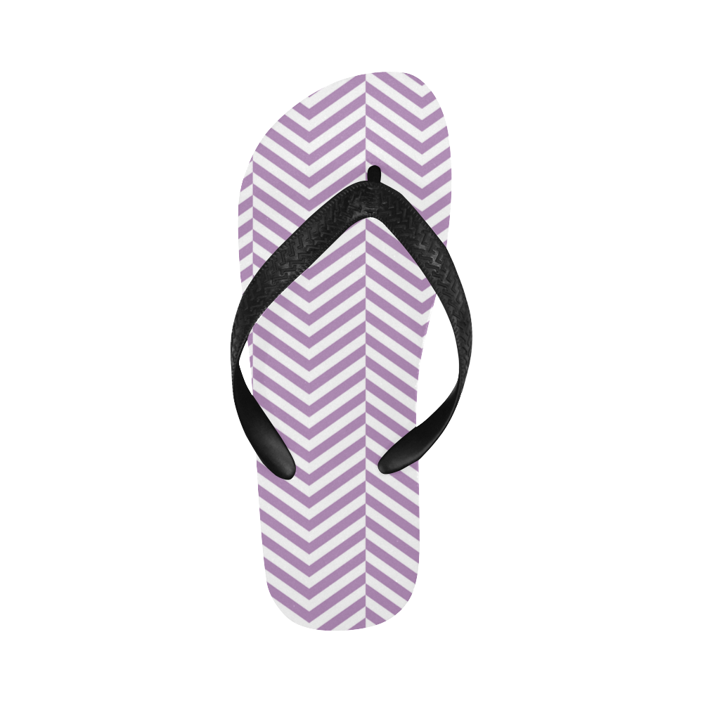 lilac purple and white classic chevron pattern Flip Flops for Men/Women (Model 040)