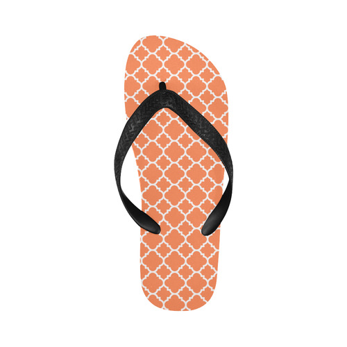 orange white quatrefoil classic pattern Flip Flops for Men/Women (Model 040)