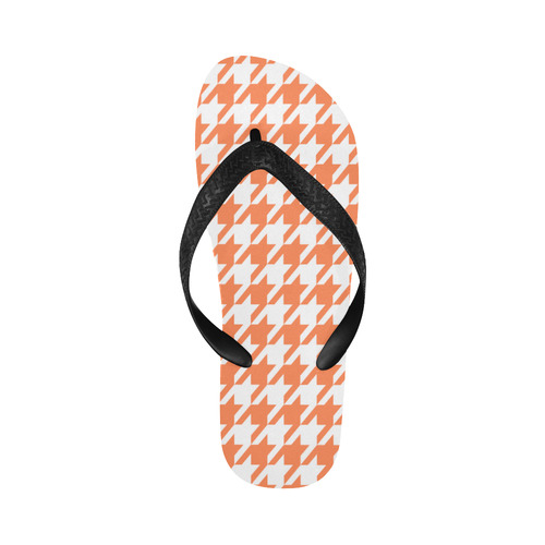 orange and white houndstooth classic pattern Flip Flops for Men/Women (Model 040)