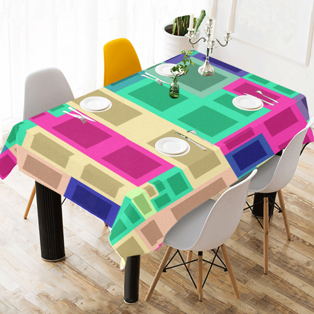 Rectangles and squares Cotton Linen Tablecloth 52"x 70"