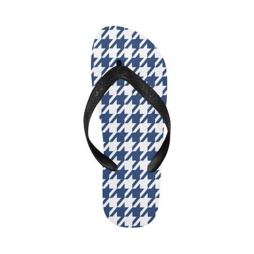 dark blue and white houndstooth classic pattern Flip Flops for Men/Women (Model 040)