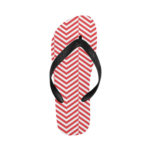 red and white classic chevron pattern Flip Flops for Men/Women (Model 040)