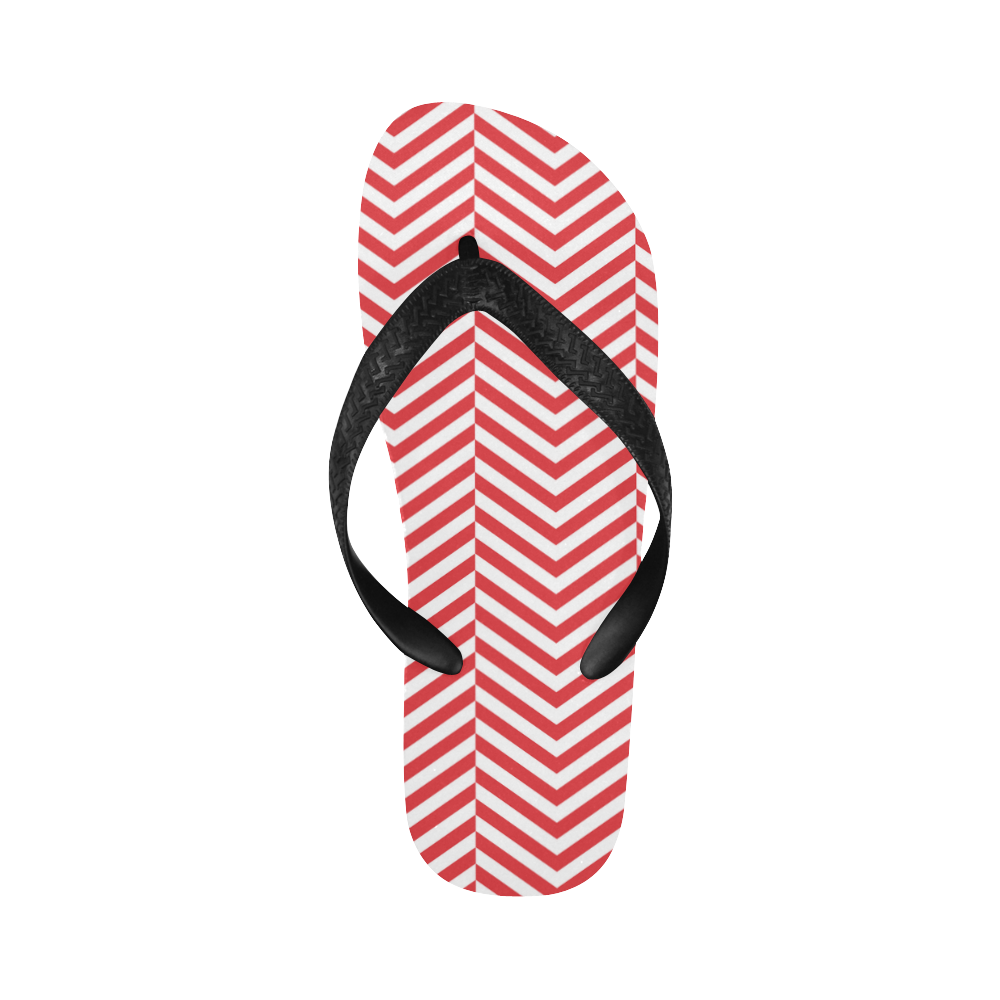 red and white classic chevron pattern Flip Flops for Men/Women (Model 040)
