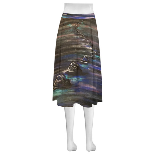 Night Walk Mnemosyne Women's Crepe Skirt (Model D16)