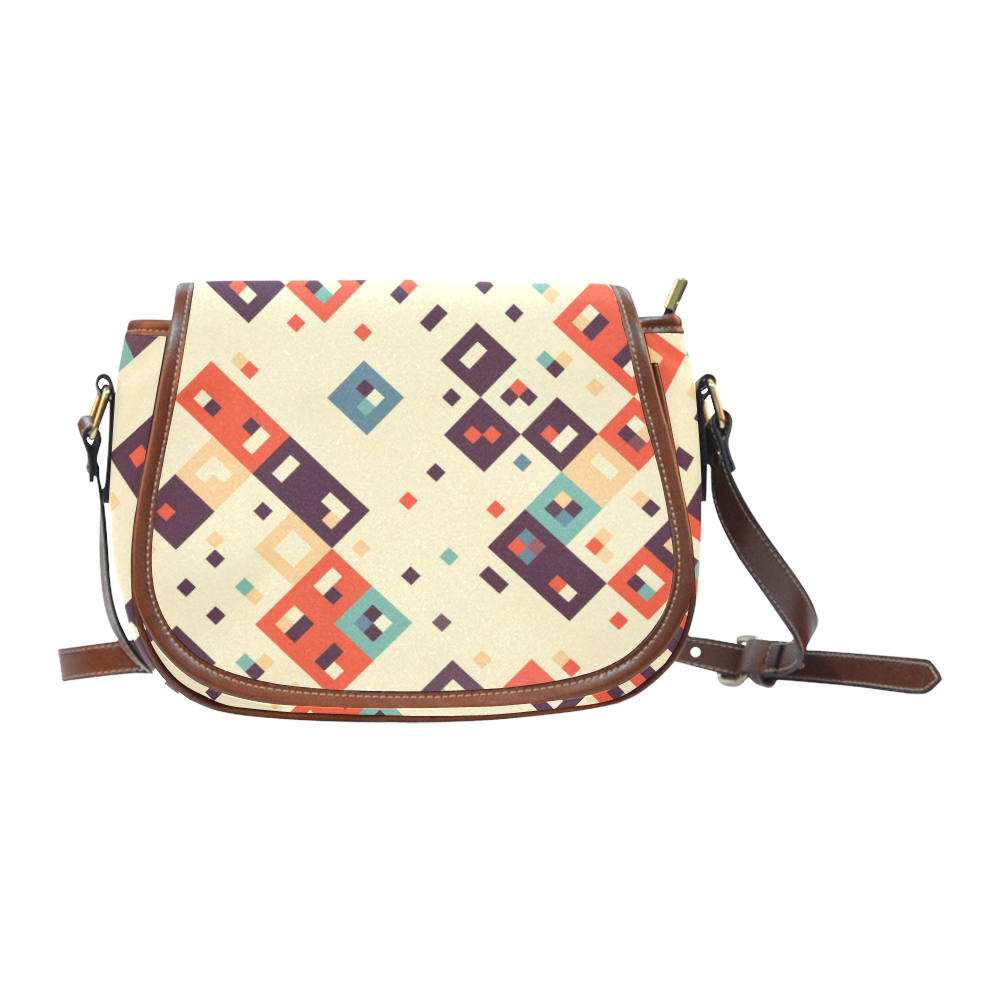 Squares in retro colors4 Saddle Bag/Large (Model 1649)