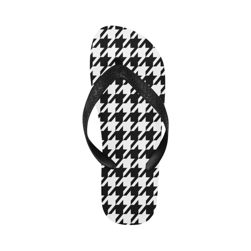 black and white houndstooth classic pattern Flip Flops for Men/Women (Model 040)