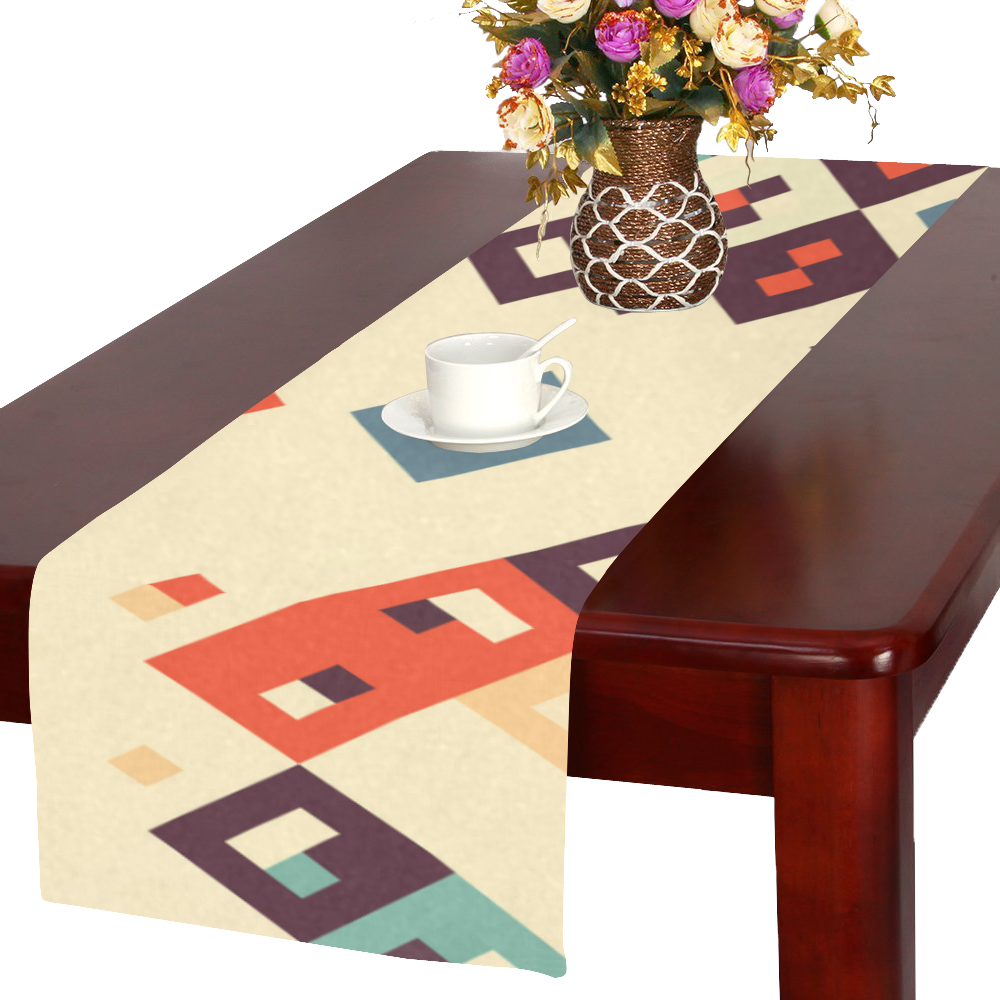 Squares in retro colors4 Table Runner 16x72 inch