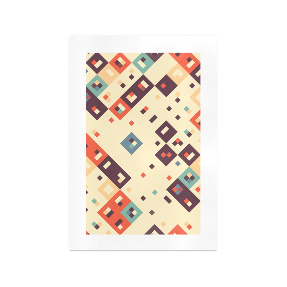 Squares in retro colors4 Art Print 13‘’x19‘’