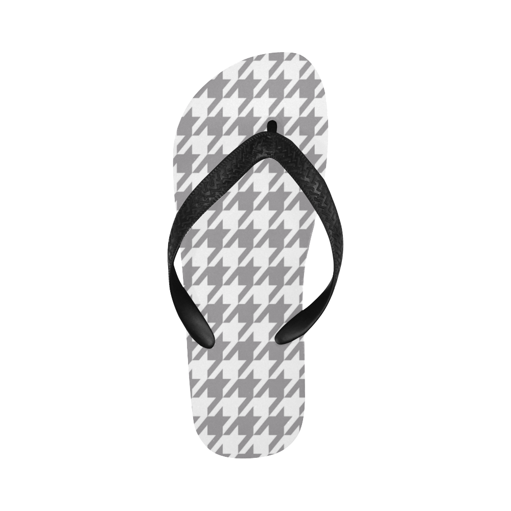 grey and white houndstooth classic pattern Flip Flops for Men/Women (Model 040)