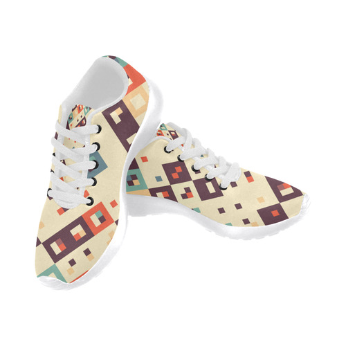 Squares in retro colors4 Men’s Running Shoes (Model 020)