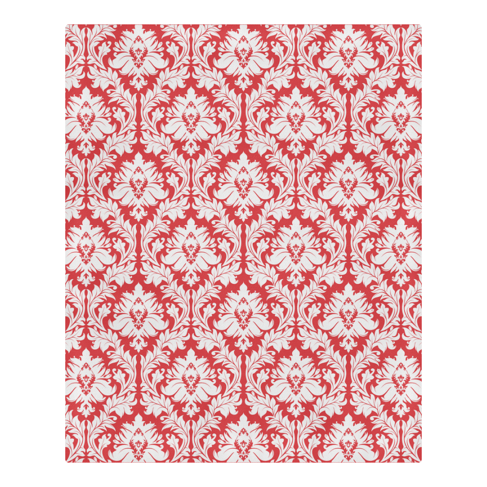 damask pattern red and white 3-Piece Bedding Set