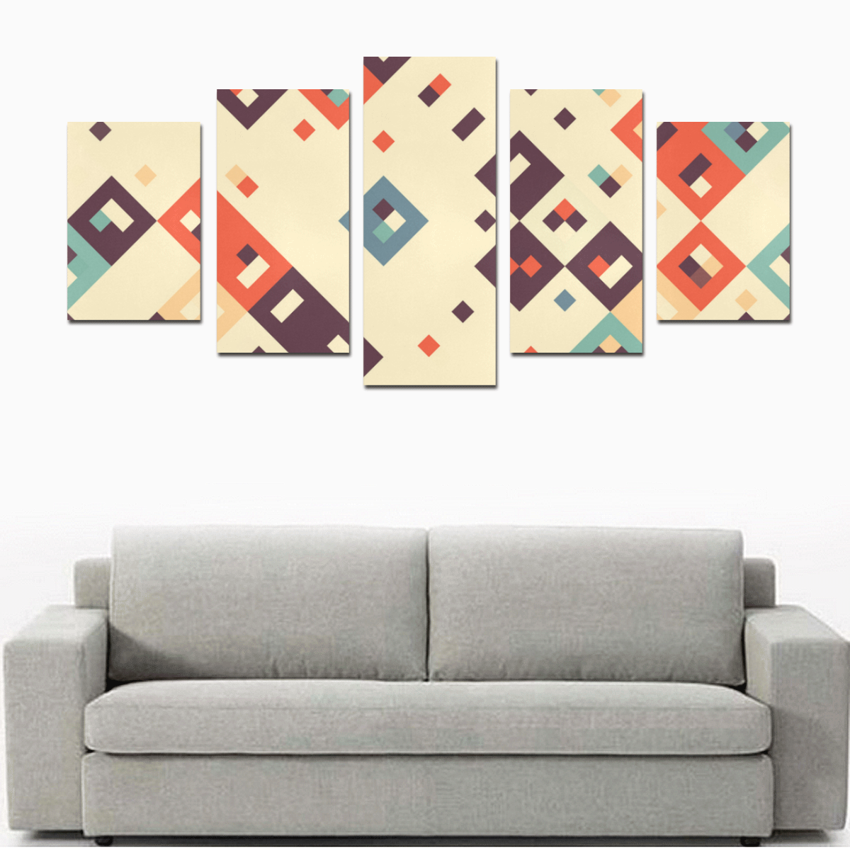 Squares in retro colors4 Canvas Print Sets D (No Frame)