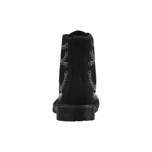 Silver Chain Lock Lacing Love Heart Martin Boots for Men (Black) (Model 1203H)
