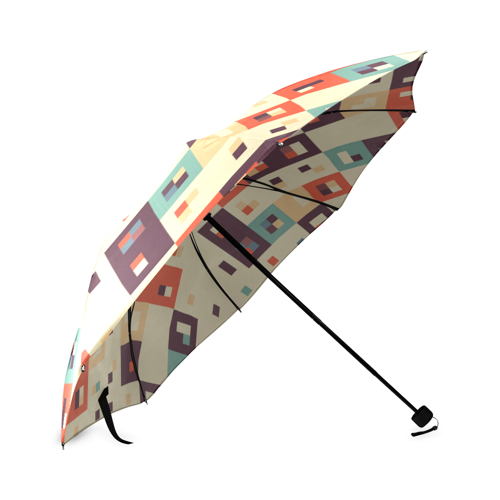 Squares in retro colors4 Foldable Umbrella (Model U01)