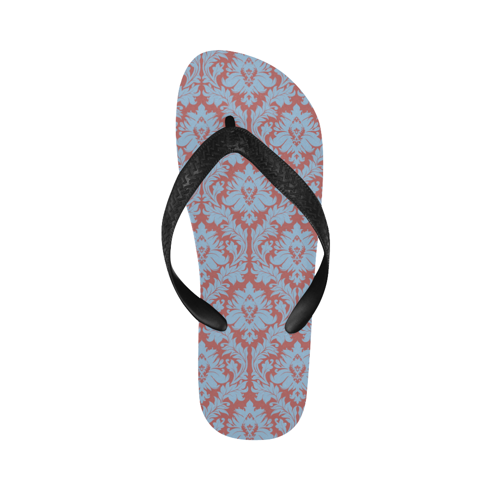 autumn fall pink red blue damask pattern Flip Flops for Men/Women (Model 040)