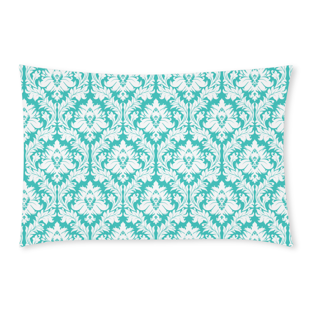 damask pattern turquoise and white 3-Piece Bedding Set