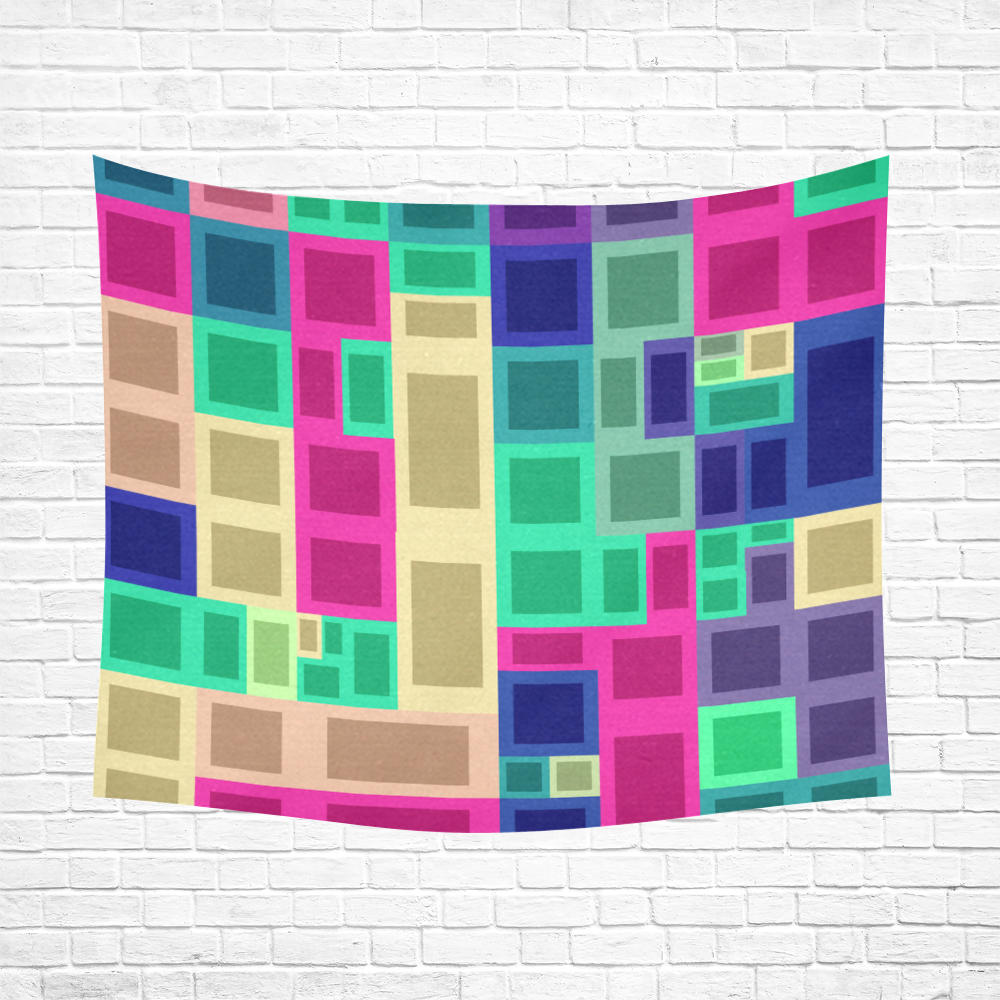 Rectangles and squares Cotton Linen Wall Tapestry 60"x 51"