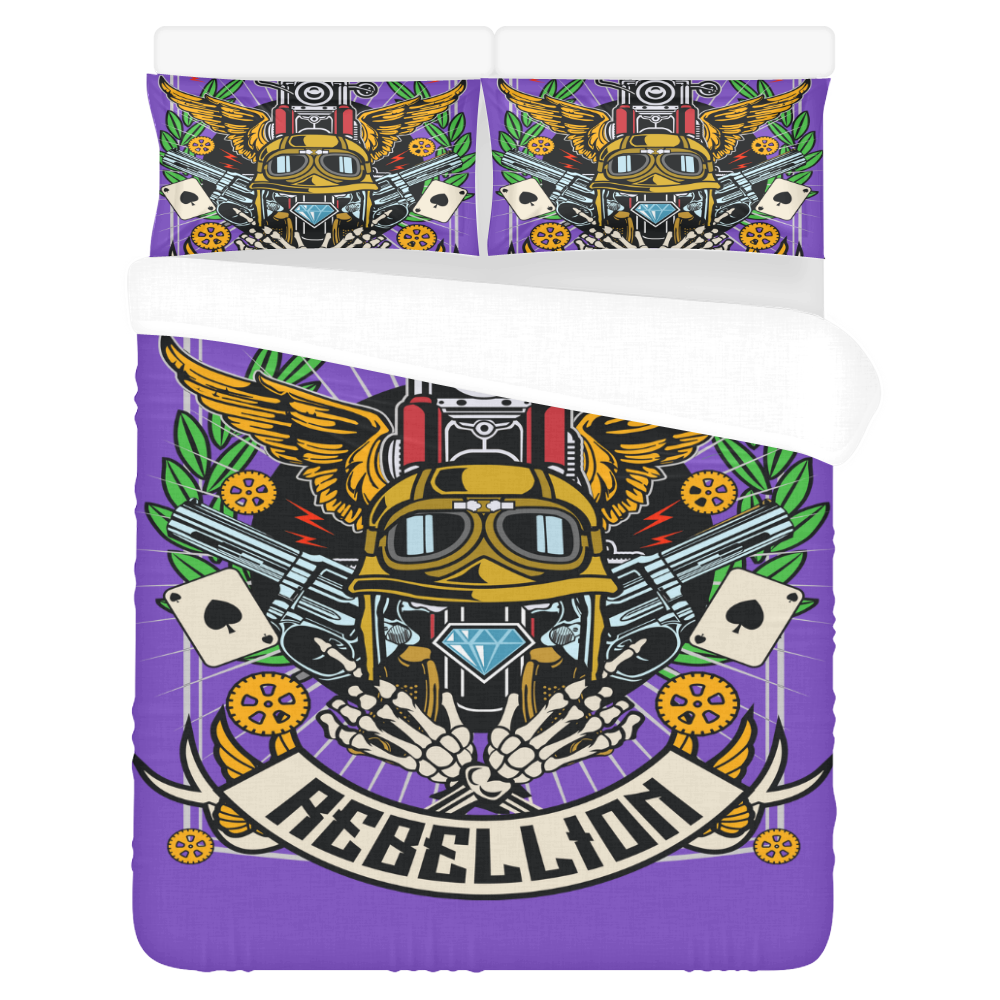 Street Rebellion Modern Purple 3-Piece Bedding Set