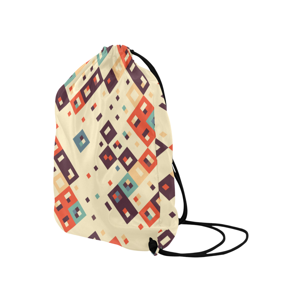 Squares in retro colors4 Large Drawstring Bag Model 1604 (Twin Sides)  16.5"(W) * 19.3"(H)