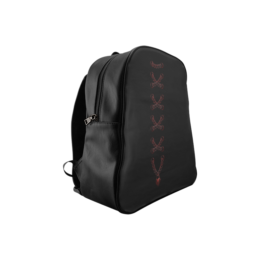 Chain Lock Multi Lacing Love Heart s School Backpack (Model 1601)(Small)