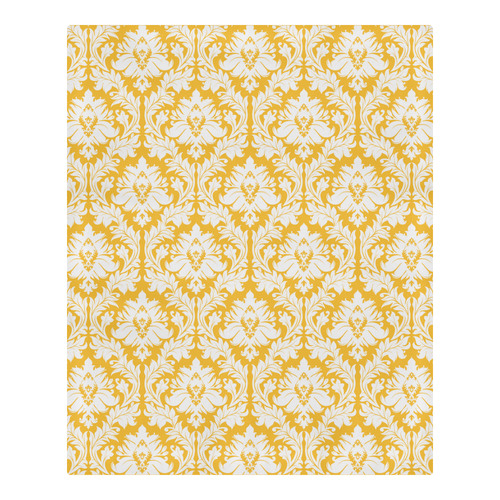damask pattern sunny yellow and white 3-Piece Bedding Set