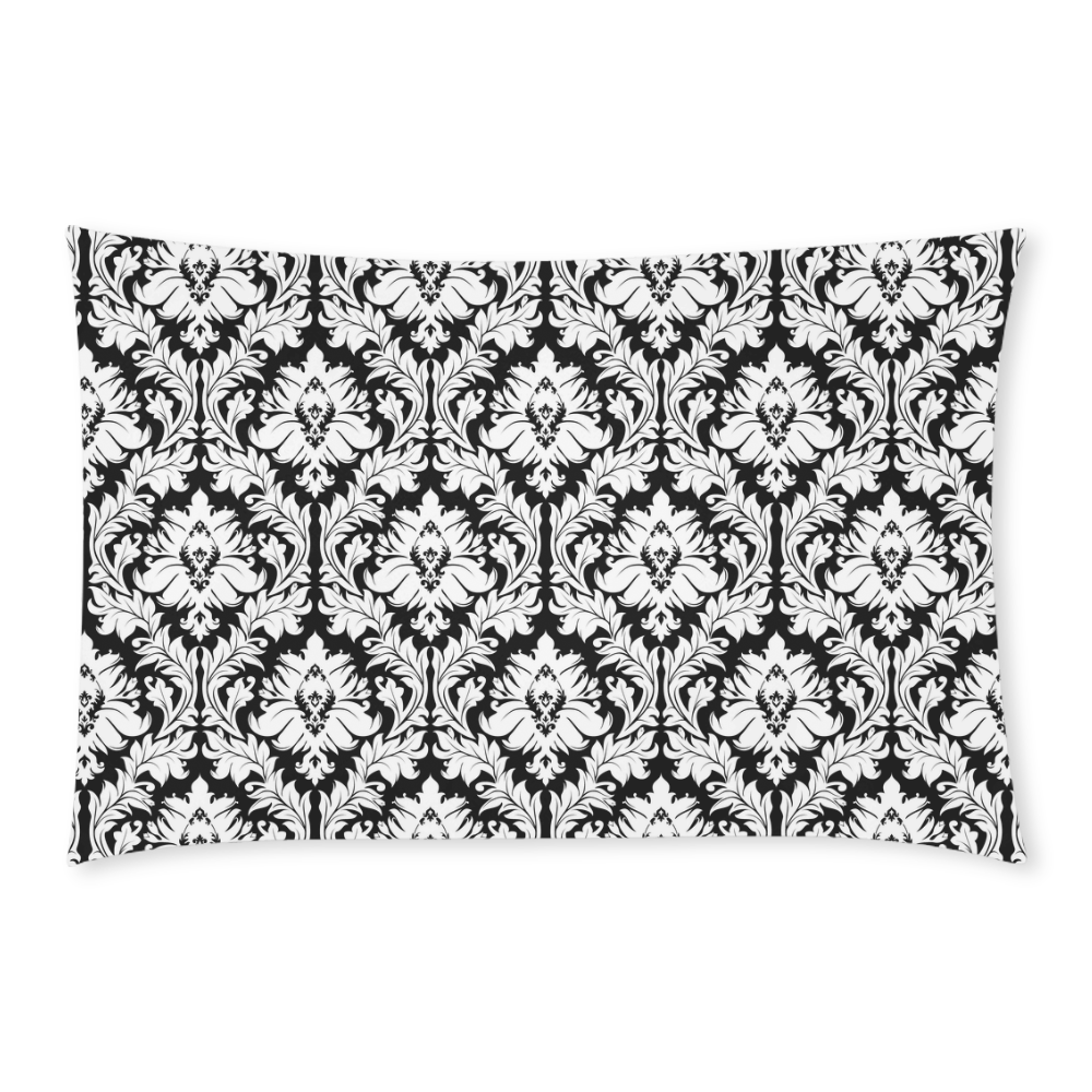 damask pattern black and white 3-Piece Bedding Set