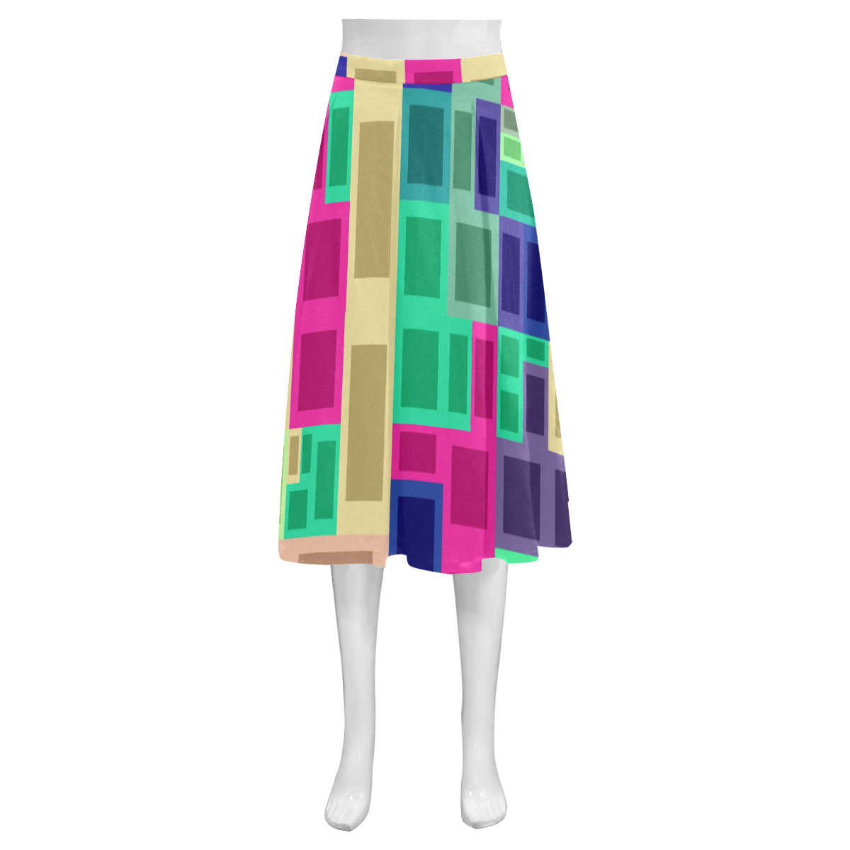 Rectangles and squares Mnemosyne Women's Crepe Skirt (Model D16)