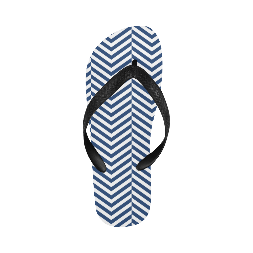 dark blue and white classic chevron pattern Flip Flops for Men/Women (Model 040)