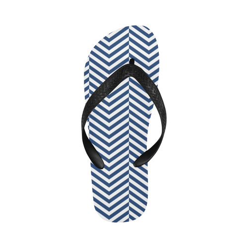 dark blue and white classic chevron pattern Flip Flops for Men/Women (Model 040)
