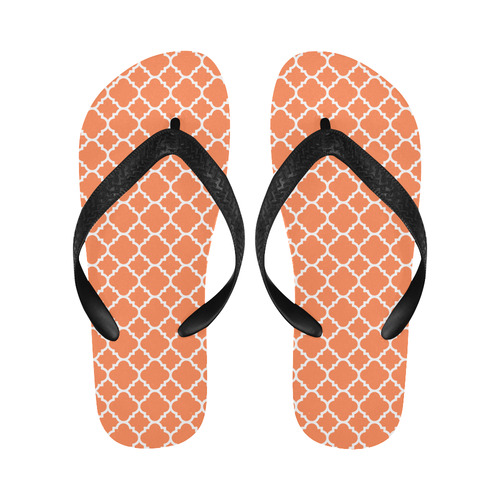 orange white quatrefoil classic pattern Flip Flops for Men/Women (Model 040)