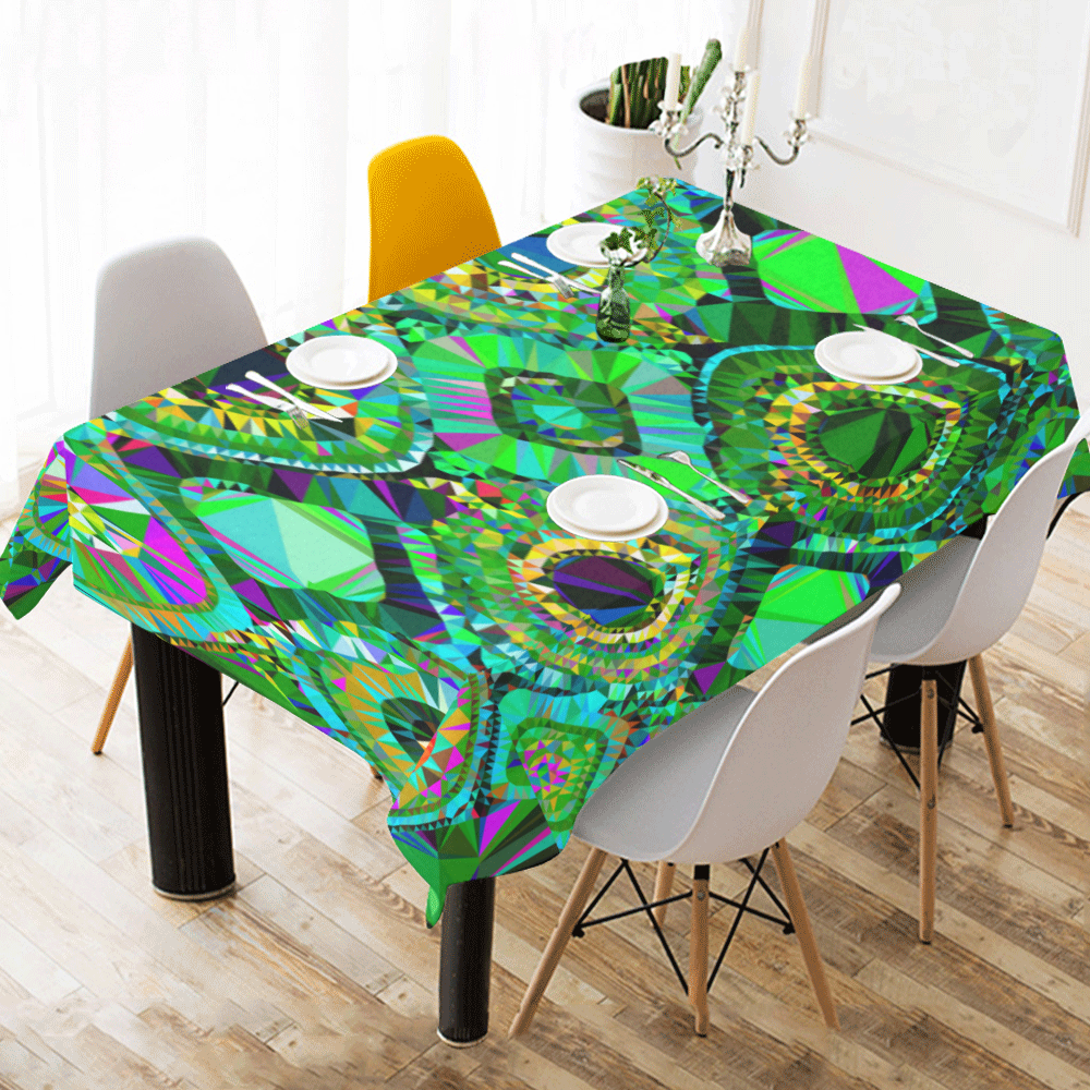 Mosaic 2 Geometric Low Poly Triangles Art Cotton Linen Tablecloth 60" x 90"