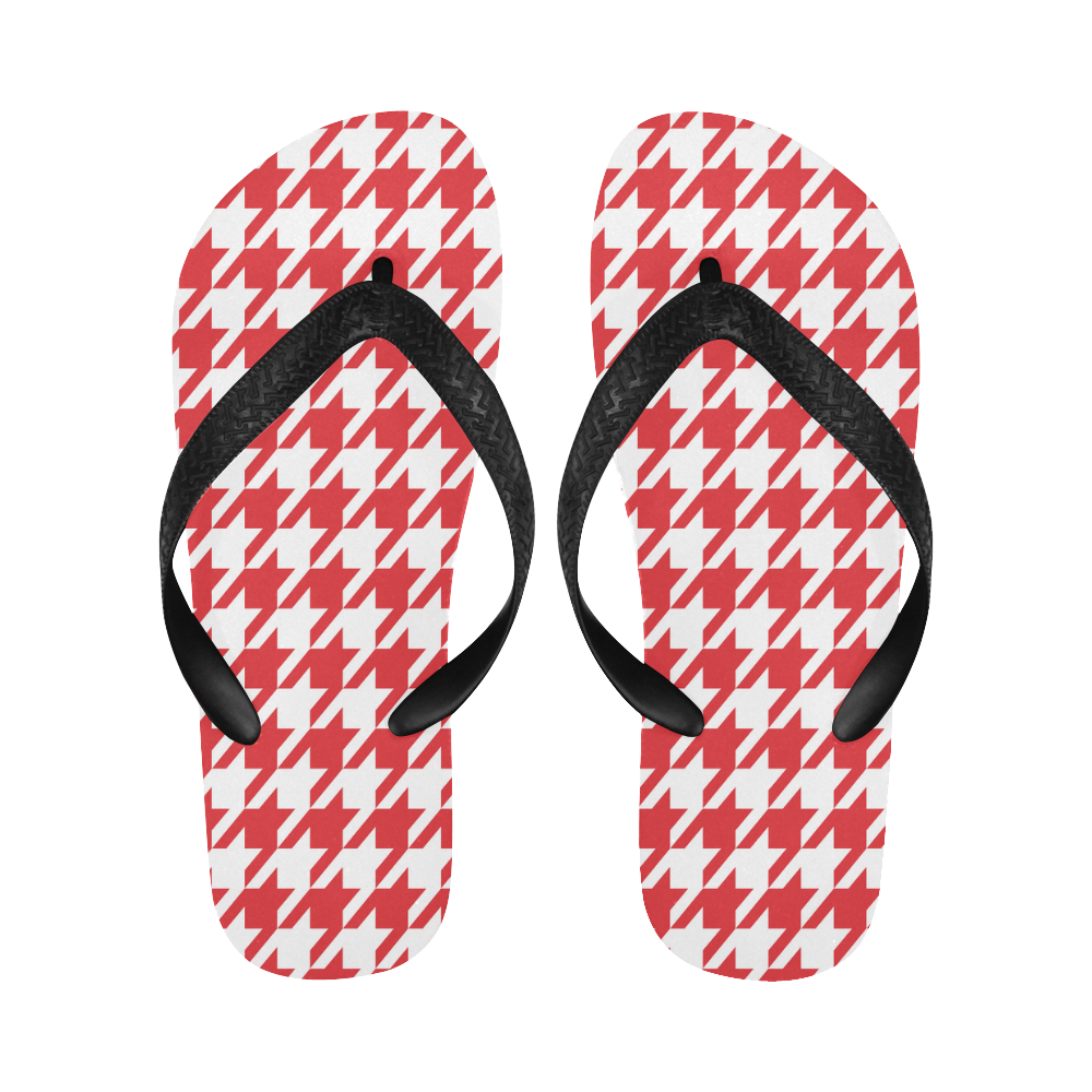 red and white houndstooth classic pattern Flip Flops for Men/Women (Model 040)