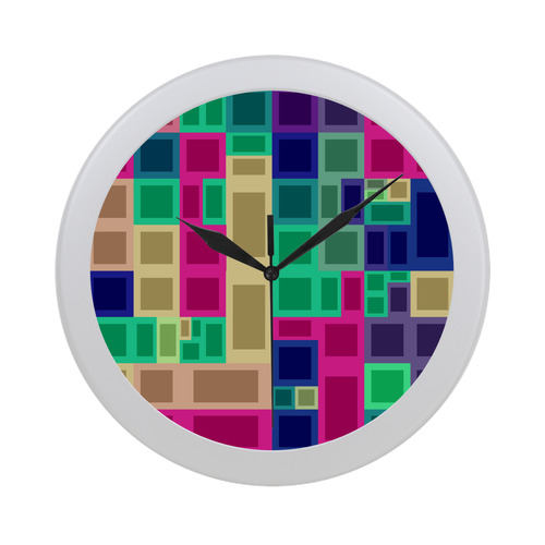 Rectangles and squares Circular Plastic Wall clock