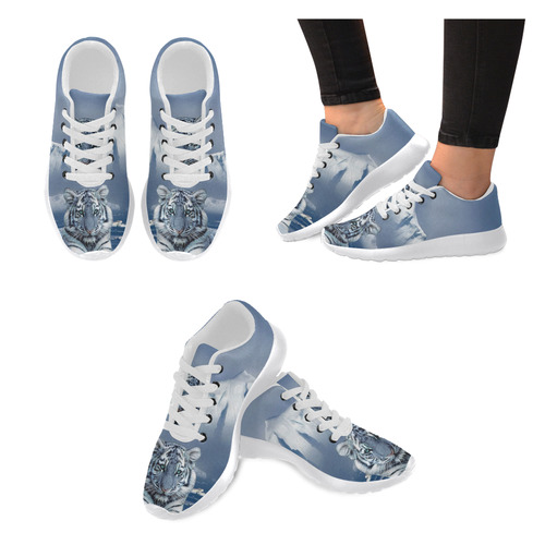 Blue White Tiger Men’s Running Shoes (Model 020)
