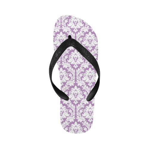 damask pattern lilac and white Flip Flops for Men/Women (Model 040)