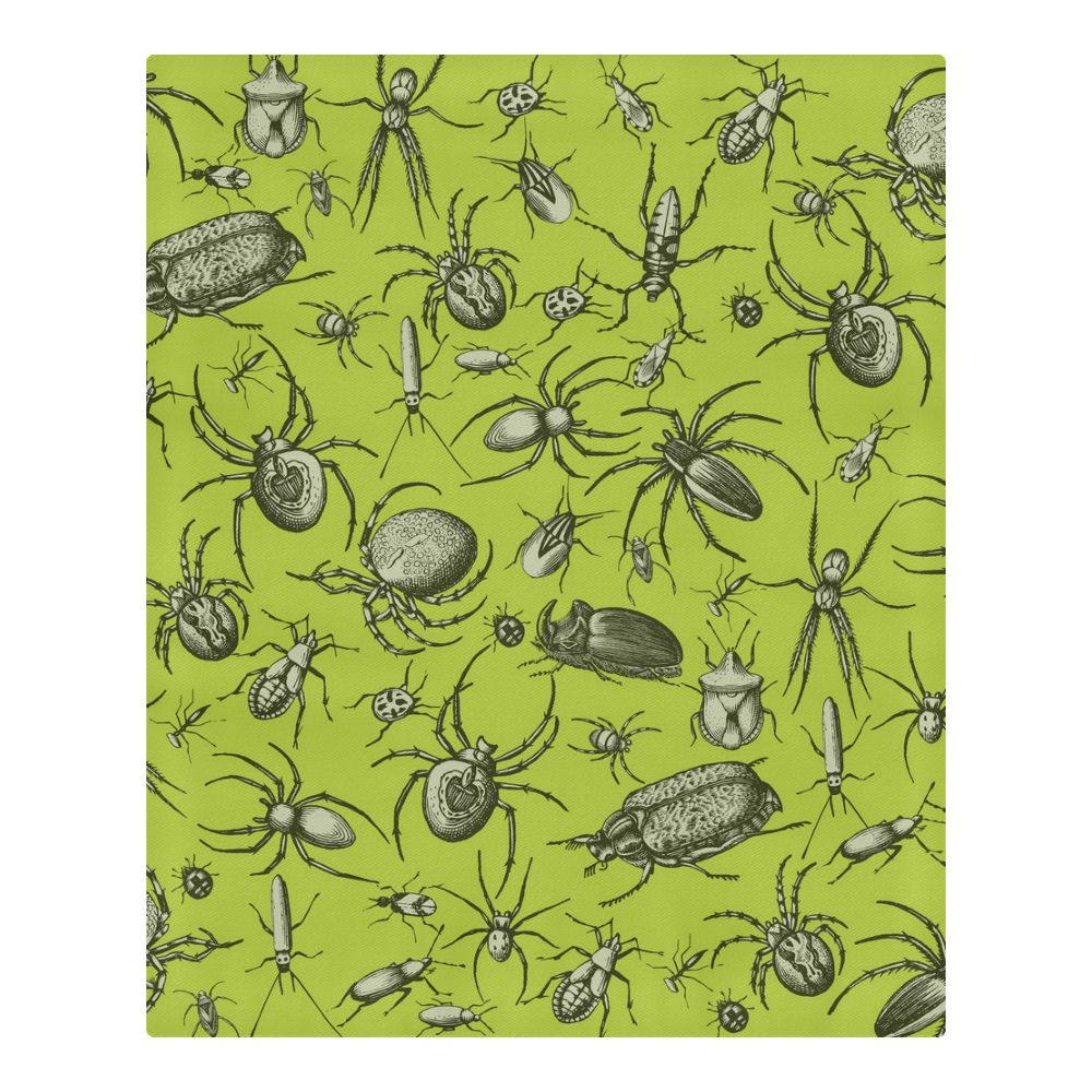 insects spiders creepy crawlers halloween green 3-Piece Bedding Set