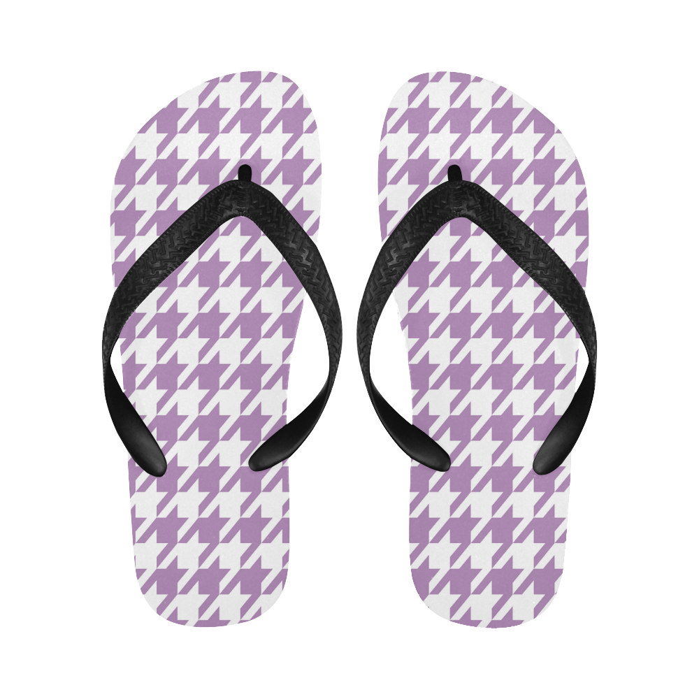 lilac and white houndstooth classic pattern Flip Flops for Men/Women (Model 040)
