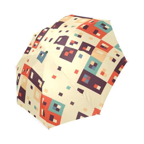 Squares in retro colors4 Foldable Umbrella (Model U01)