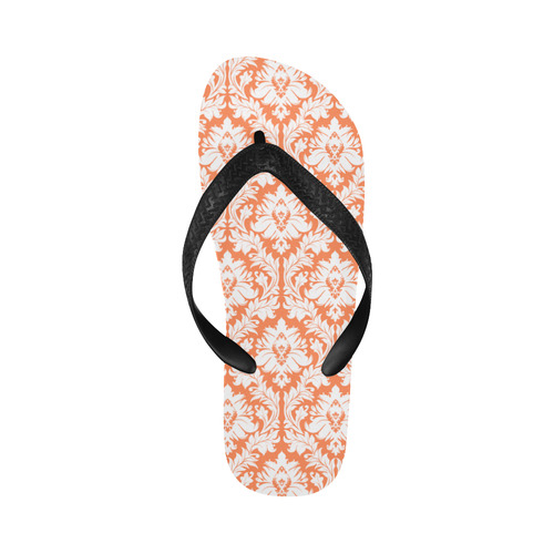 damask pattern orange and white Flip Flops for Men/Women (Model 040)