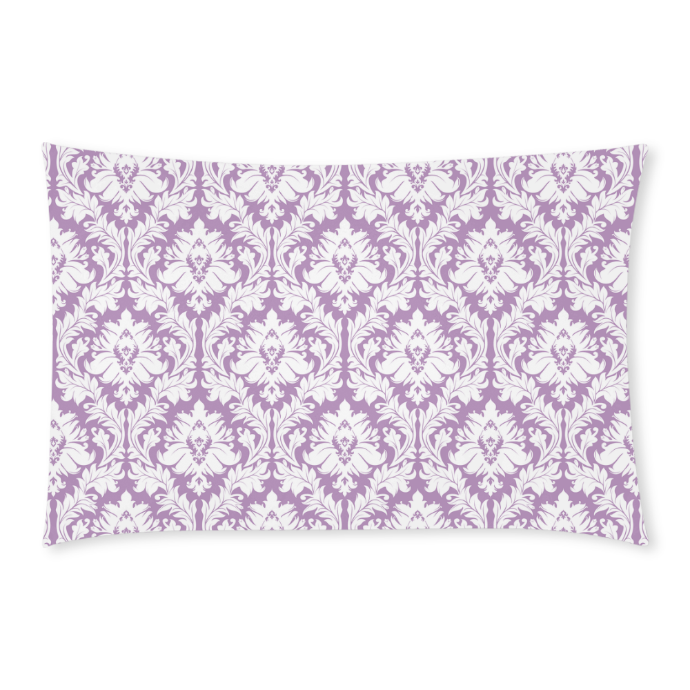 damask pattern lilac and white 3-Piece Bedding Set