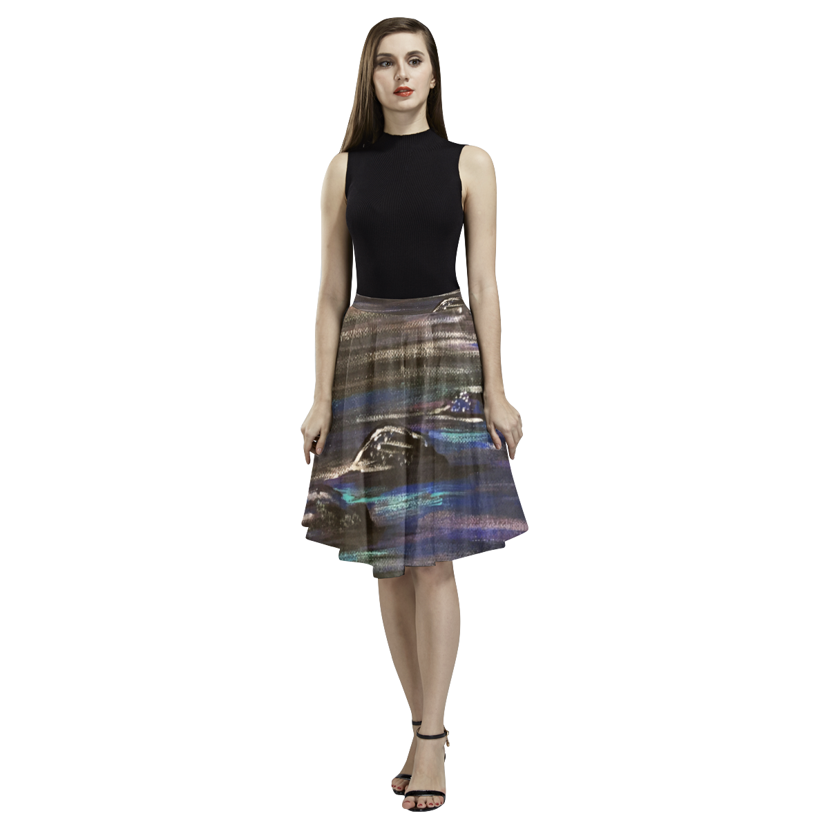 Night Walk Melete Pleated Midi Skirt (Model D15)