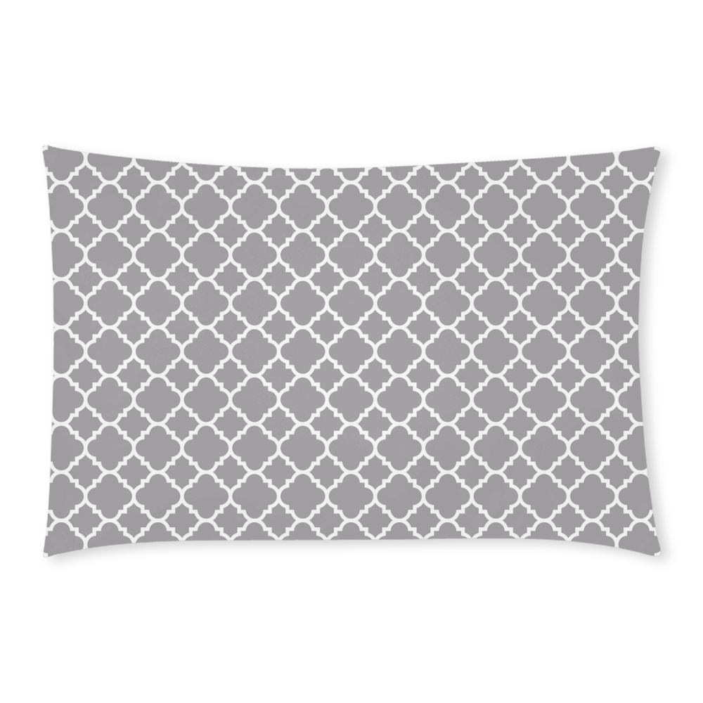 grey white quatrefoil classic pattern 3-Piece Bedding Set
