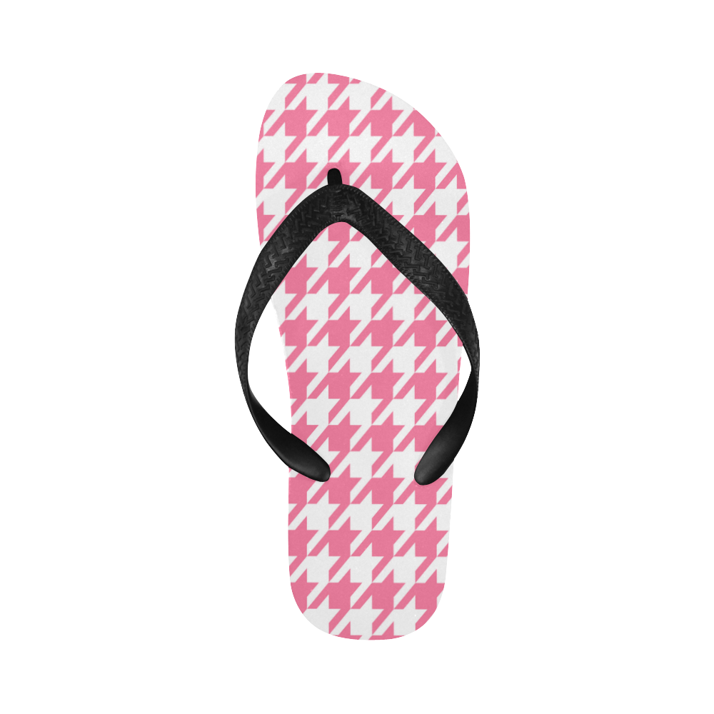 pink and white houndstooth classic pattern Flip Flops for Men/Women (Model 040)