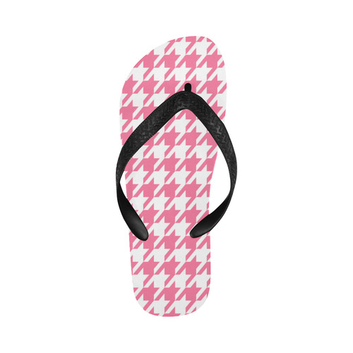 pink and white houndstooth classic pattern Flip Flops for Men/Women (Model 040)