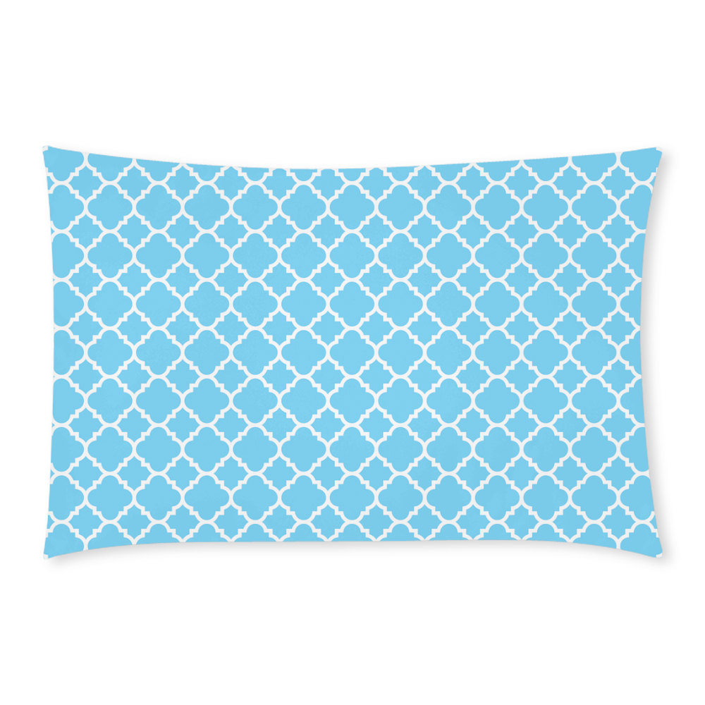 bright blue white quatrefoil classic pattern 3-Piece Bedding Set