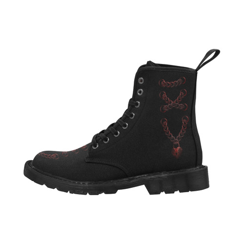 Chain Lock Lacing Love Heart Martin Boots for Women (Black) (Model 1203H)