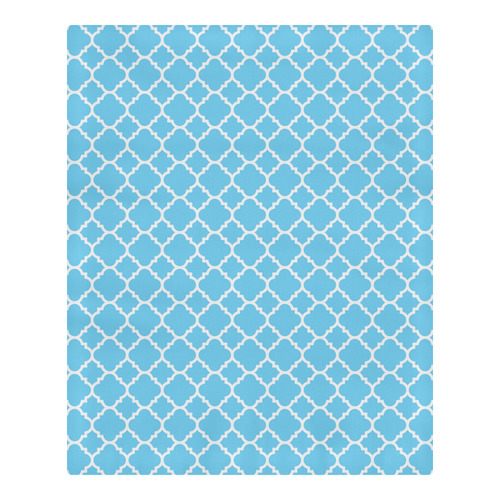 bright blue white quatrefoil classic pattern 3-Piece Bedding Set
