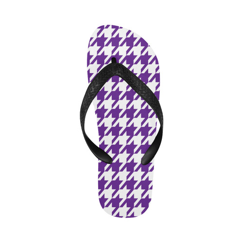 royal purple and white houndstooth classic pattern Flip Flops for Men/Women (Model 040)