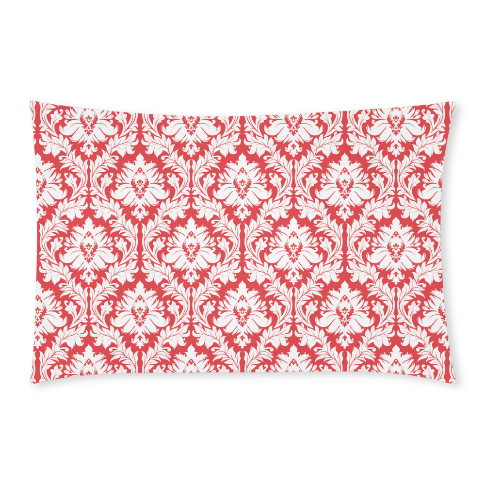 damask pattern red and white 3-Piece Bedding Set